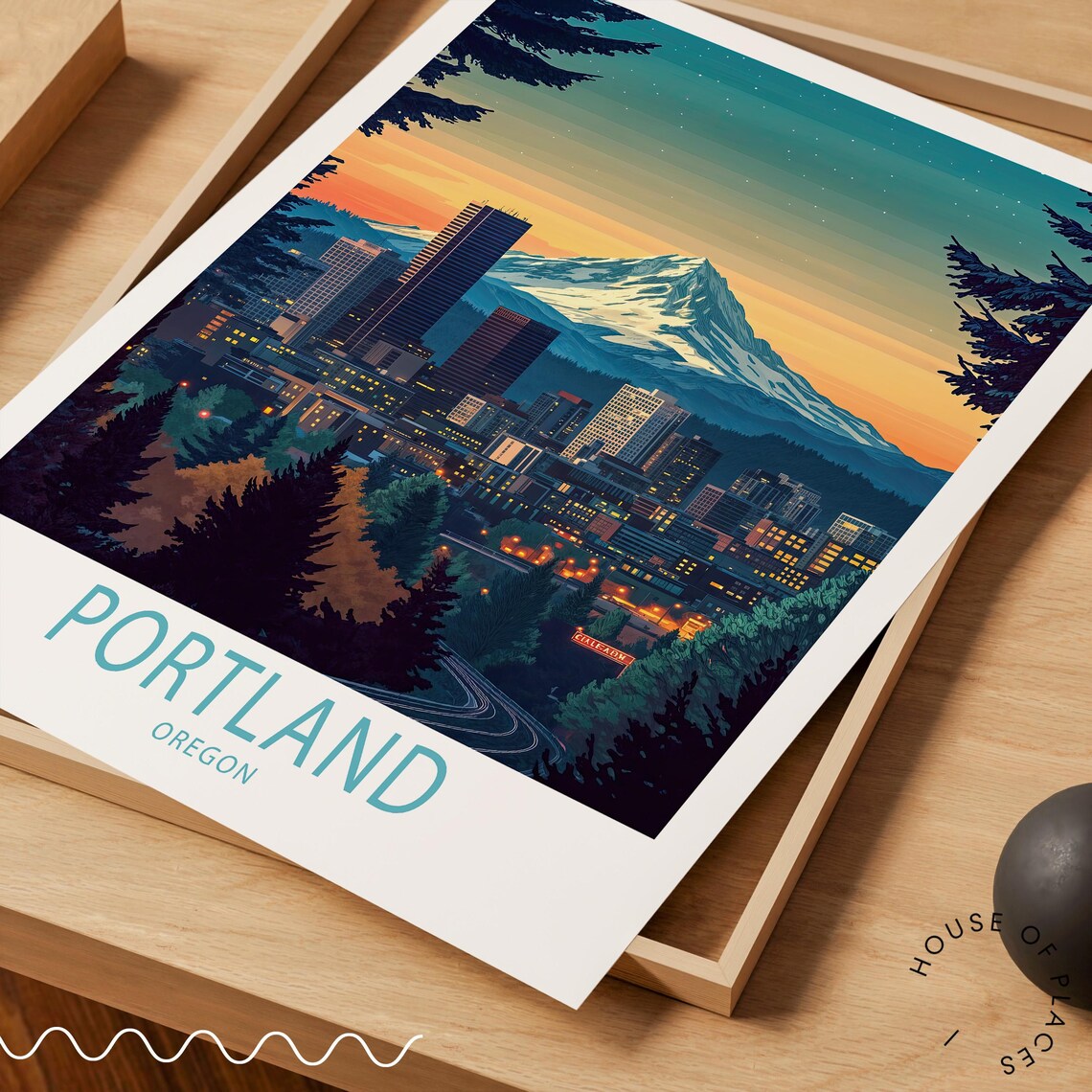 Portland Oregon Travel Poster, Personalised Art Print - Image 3