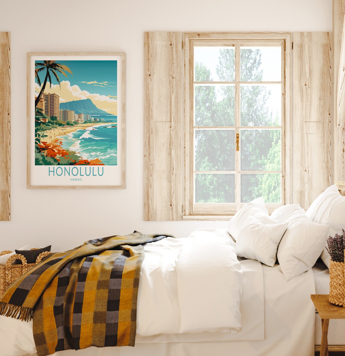 Honolulu Hawaii Travel Poster, Coastal Travel Print - Image 2