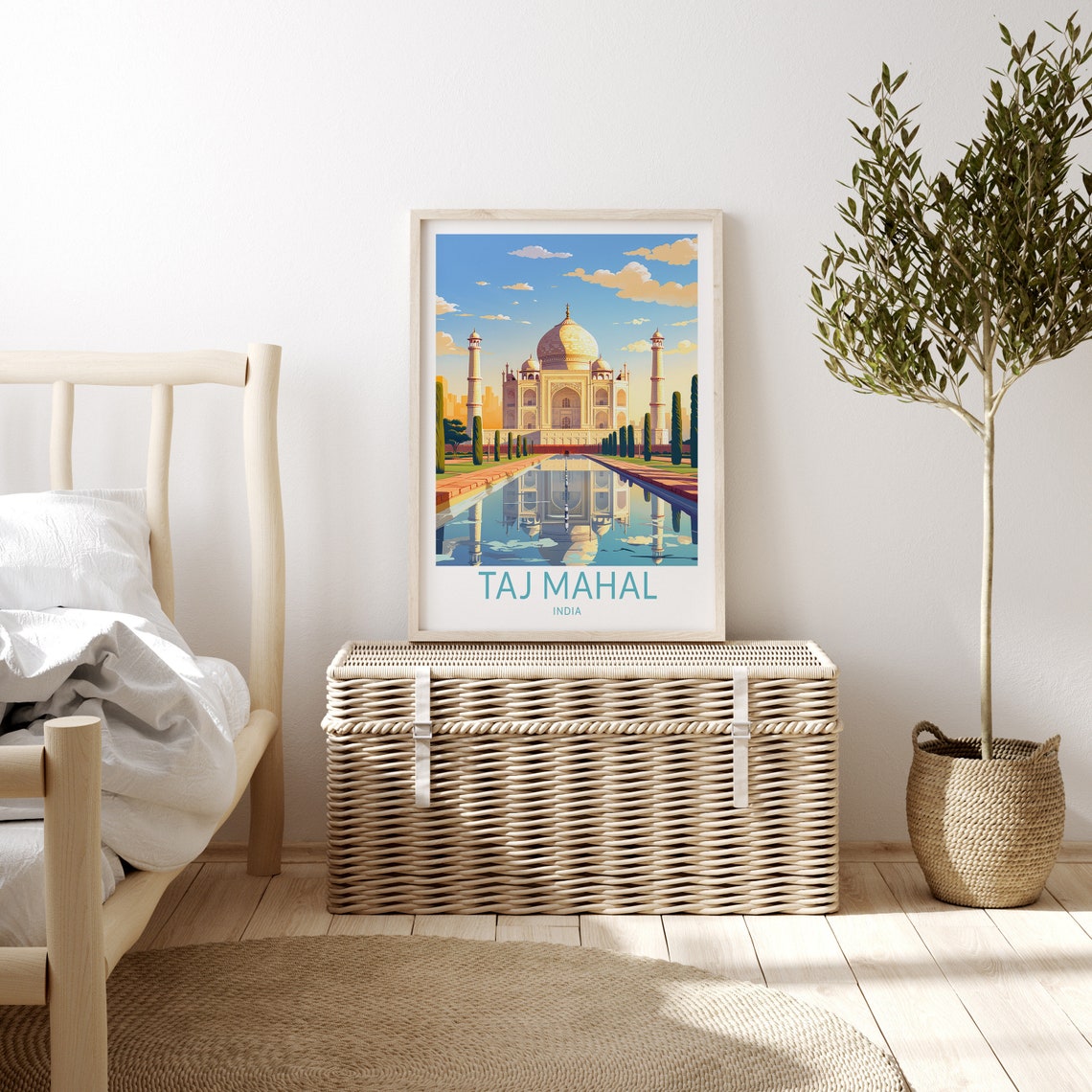 Taj Mahal India Reflecting Pool Golden Sunset Landmark Travel Poster - Image 3
