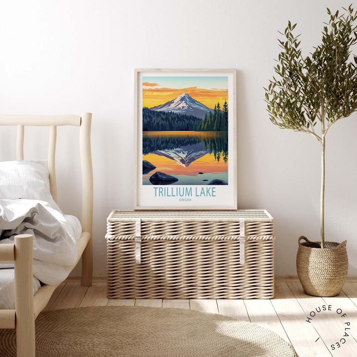 Trillium Lake Travel Poster, Oregon Wall Art Print - Image 4
