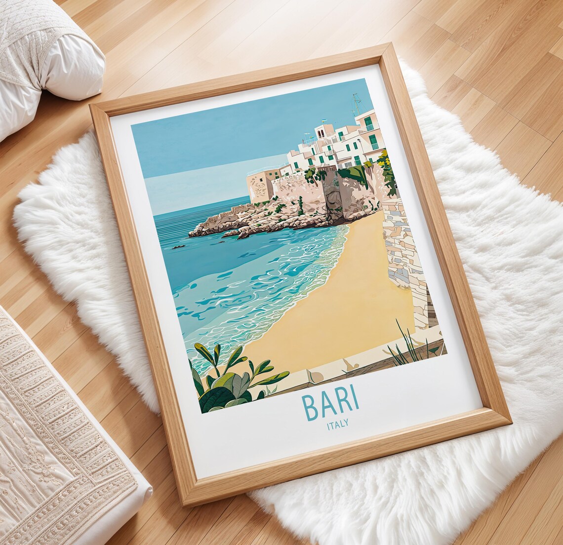 Bari Italy Puglia Coastal Town Turquoise Sea Beach Travel Poster - Image 3