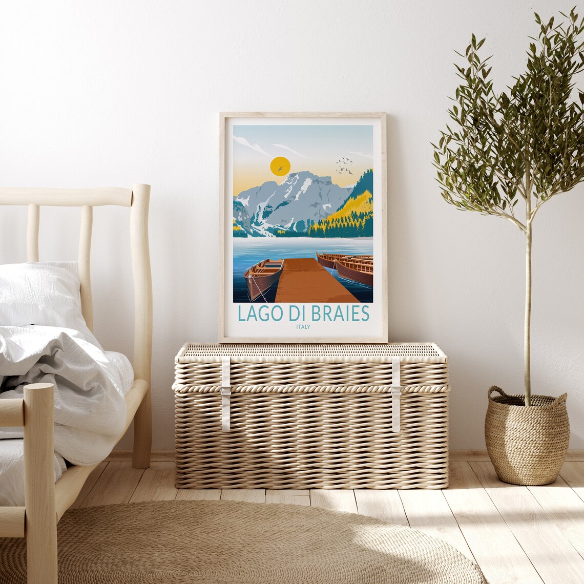 Lago Di Braies Italy Travel Poster, Custom Print - Image 3