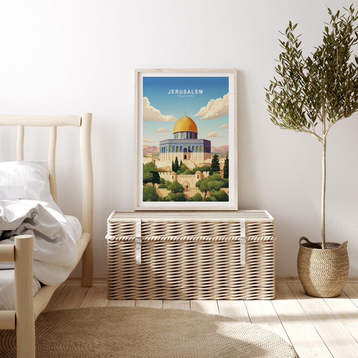 Jerusalem Dome of the Rock Golden Landmark Vintage Travel Poster - Image 3