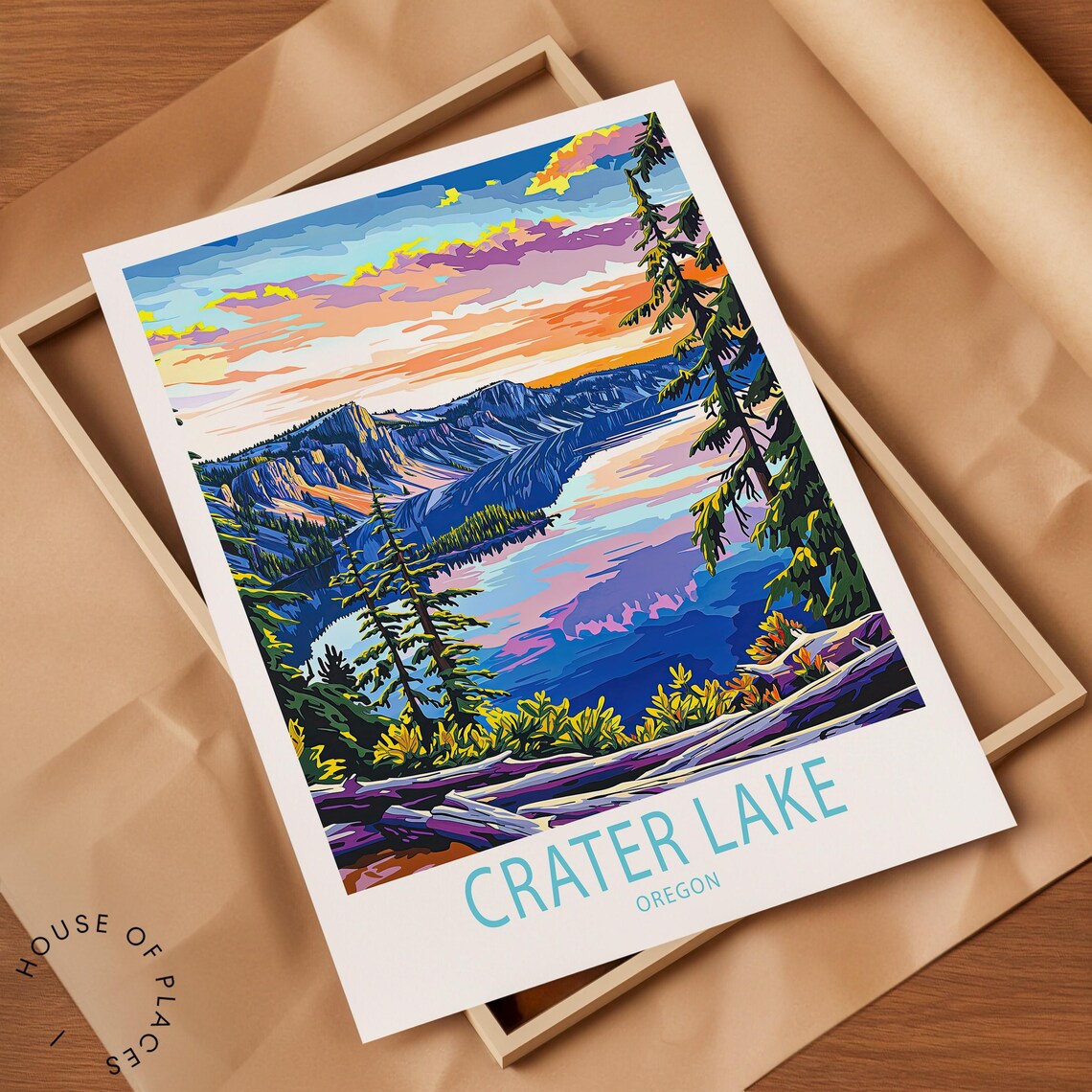 Crater Lake Travel Poster, Oregon National Park - Image 2