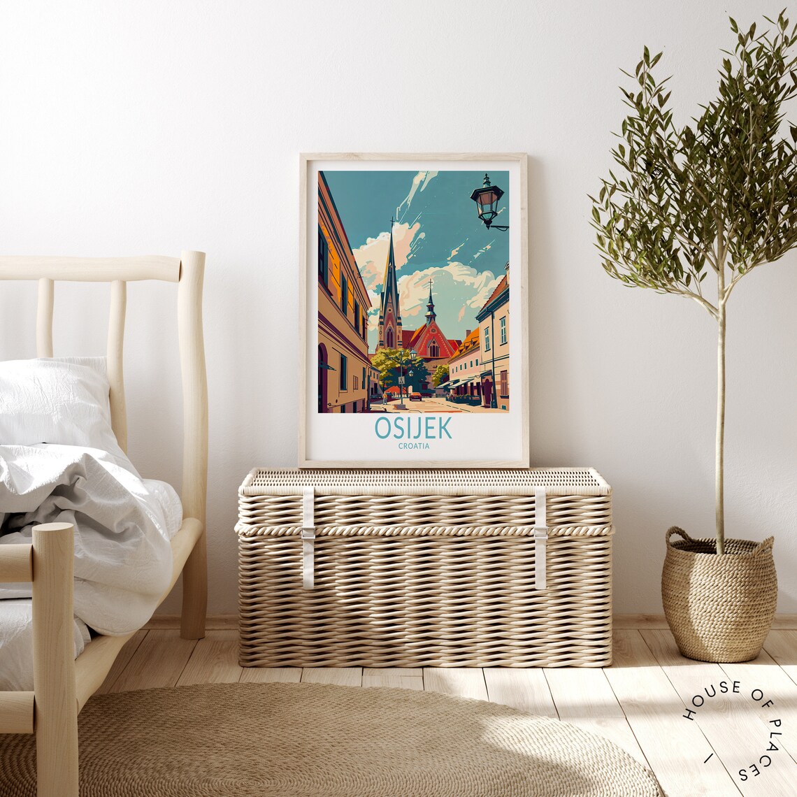 Osijek Croatia Historic Church Spire Old Town Street Travel Poster - Image 4