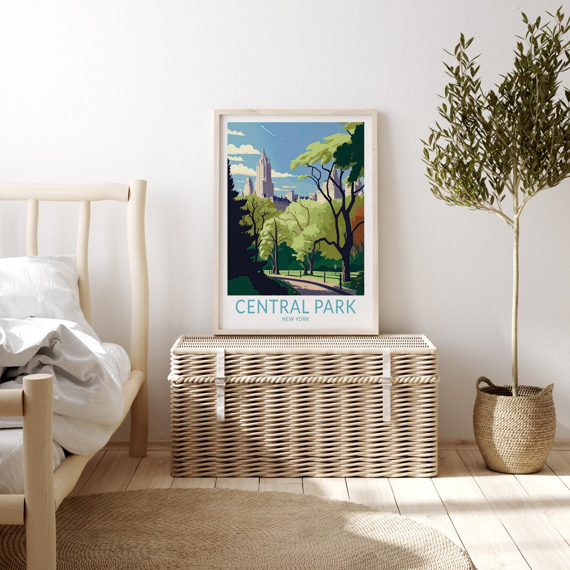 Central Park New York Trees And Manhattan Skyline Travel Poster - Image 3