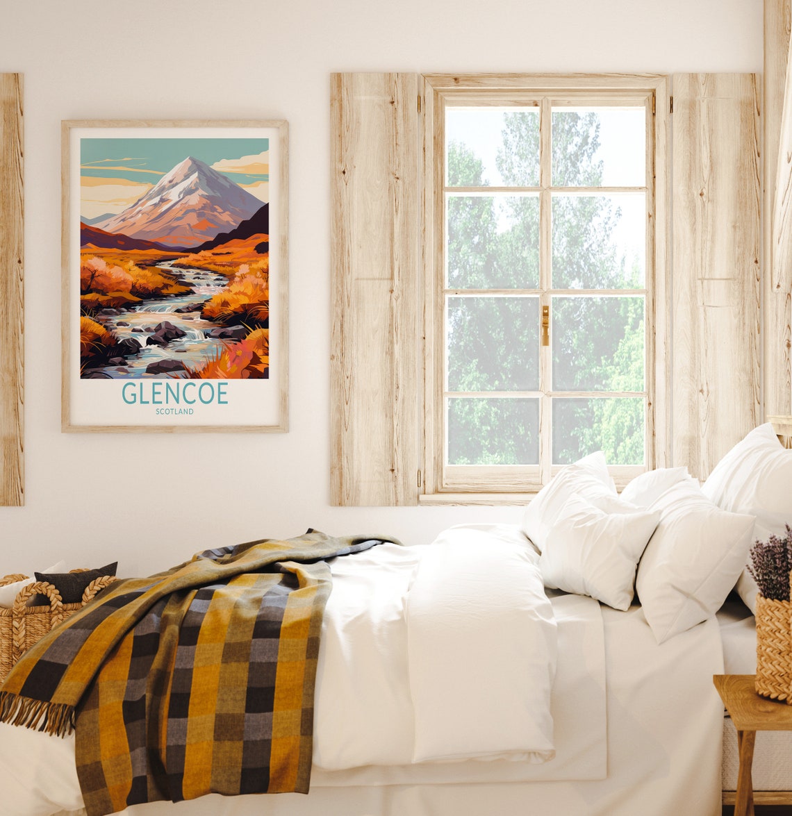 Glencoe Scotland Snow Capped Mountain River Moorlands Poster - Image 2