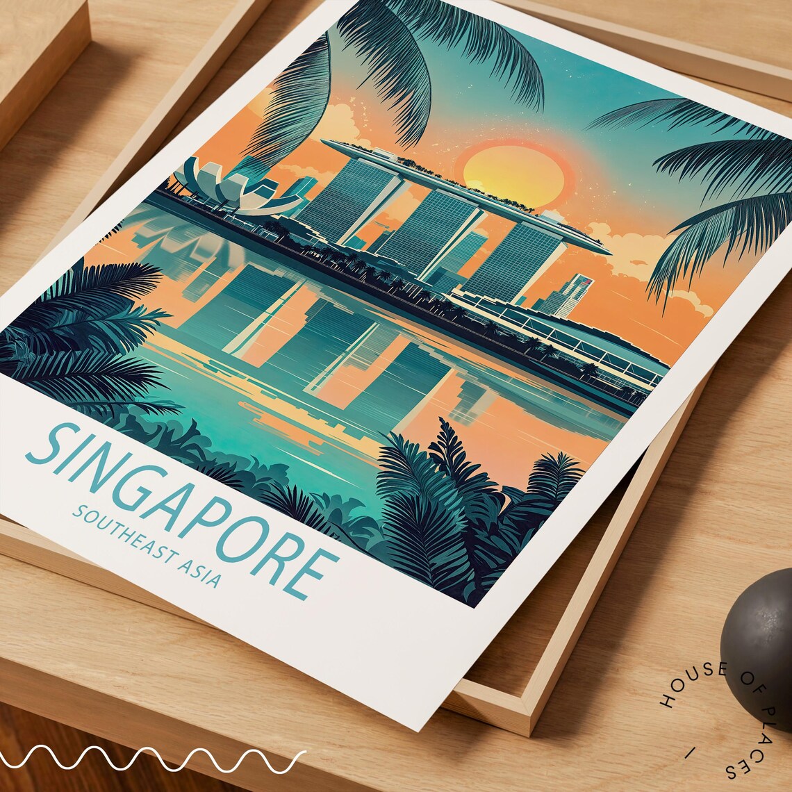 Singapore Marina Bay Sands Sunset Skyline Travel Decor Poster - Image 3