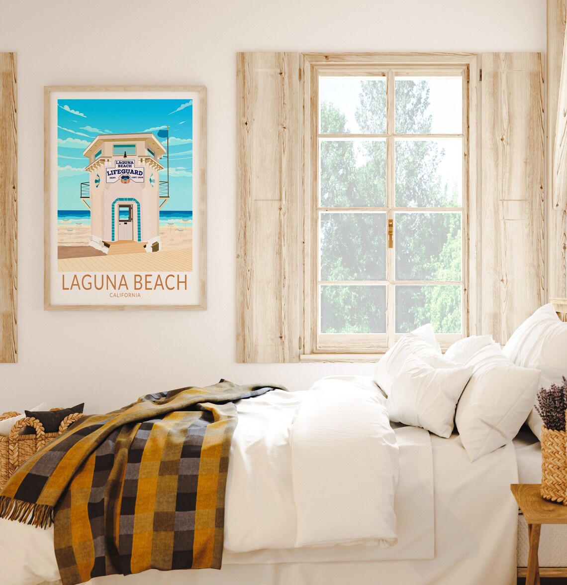 Laguna Beach California Lifeguard Tower Travel Poster with Ocean View - Image 3