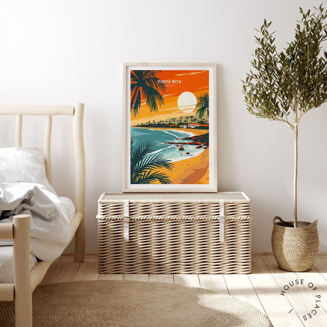 Punta Mita Mexico Tropical Sunset Beach Inset Text Travel Poster - Image 3
