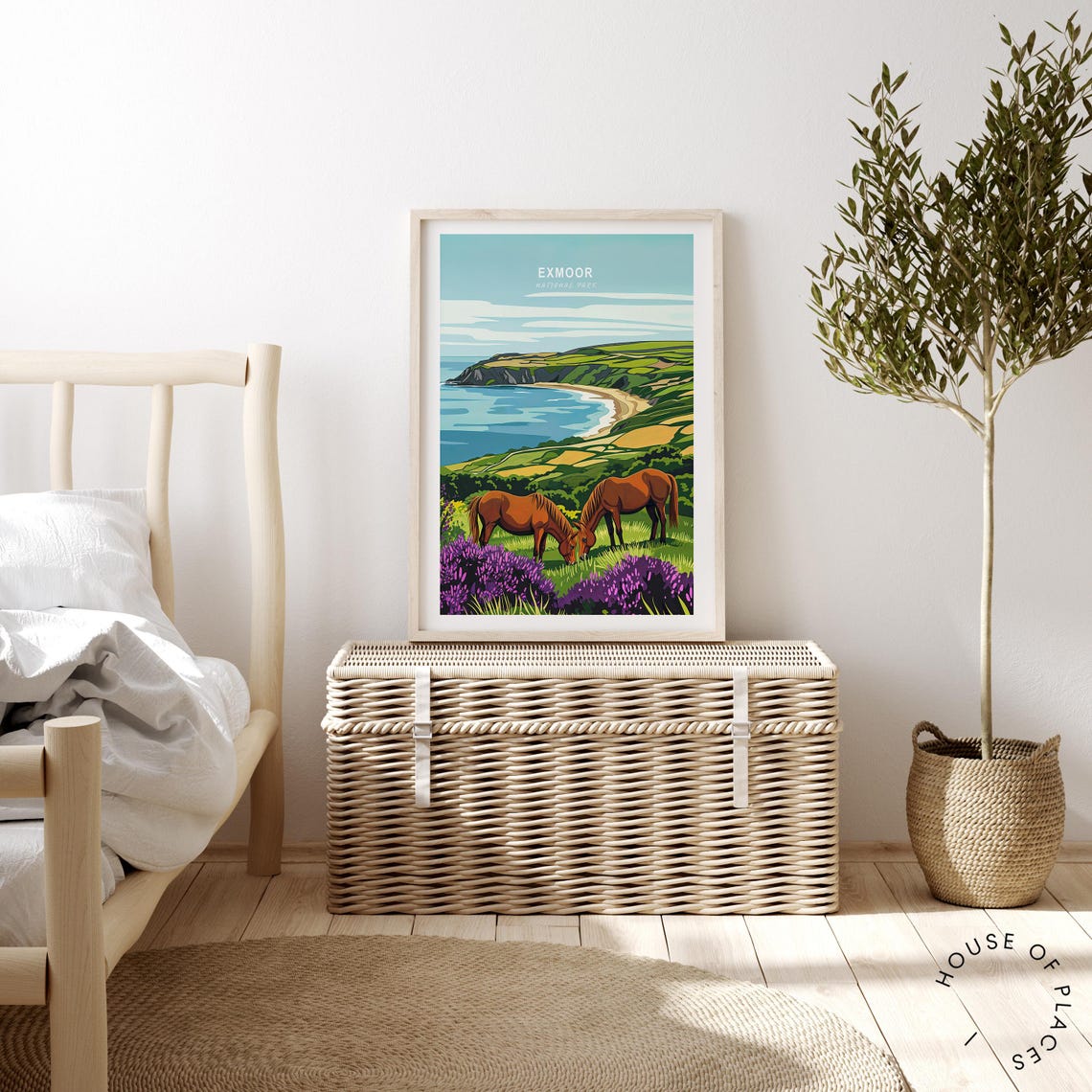 Exmoor National Park England Grazing Ponies and Sea View Poster - Image 2