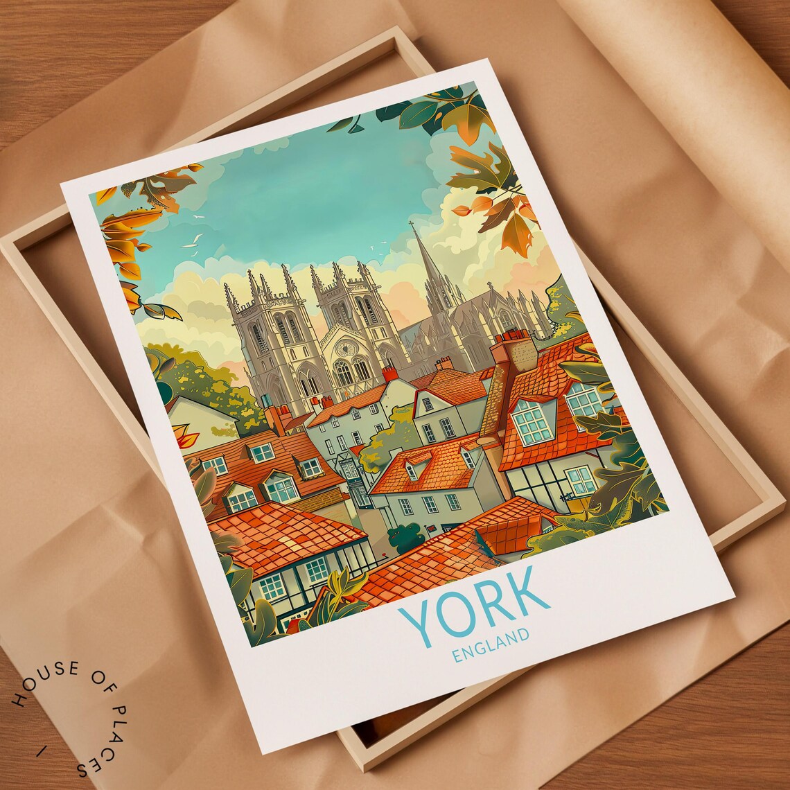 York England Travel Poster, Cityscape Art Print - Image 2