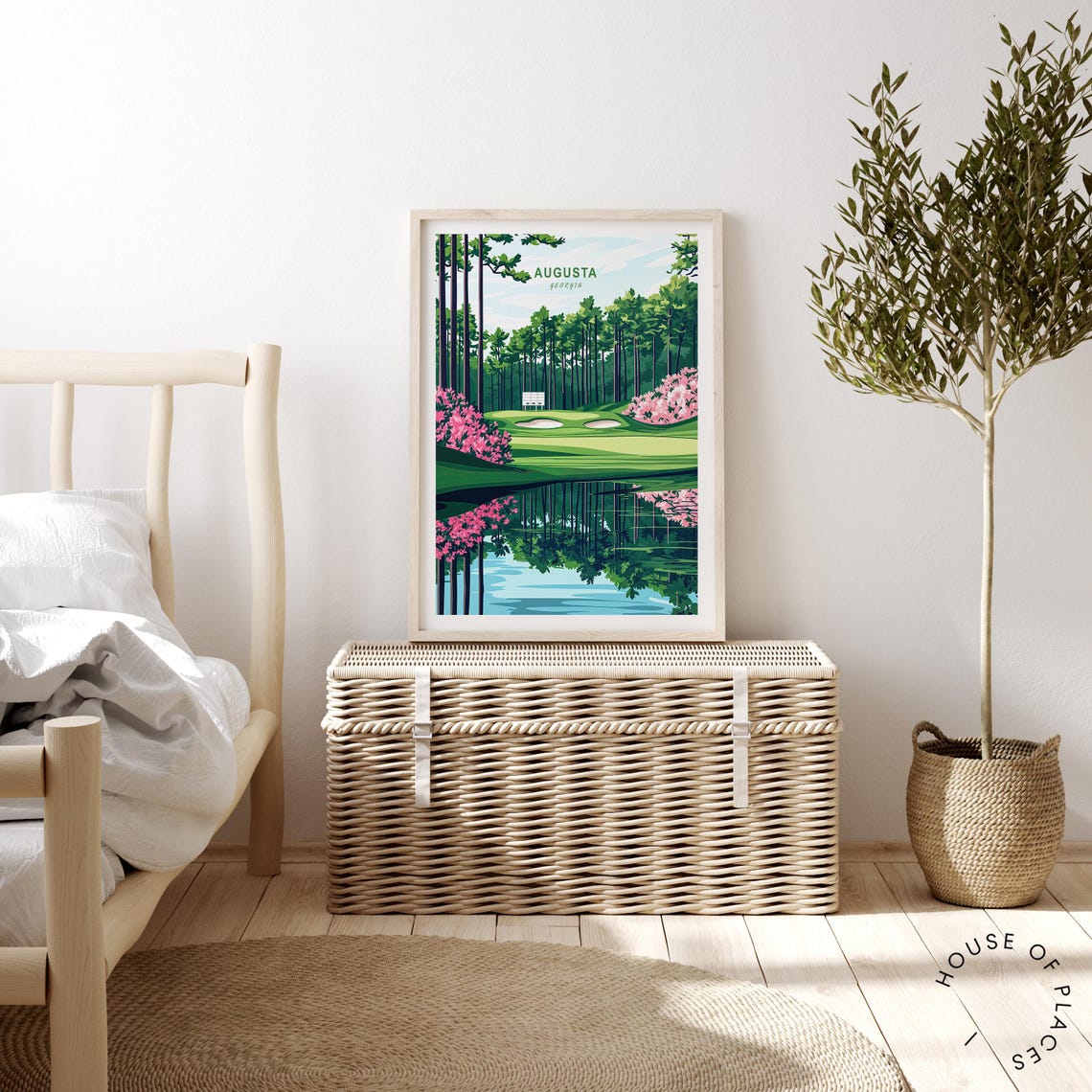 Augusta Georgia Golf Course Spring Azaleas Water Reflection Poster - Image 2