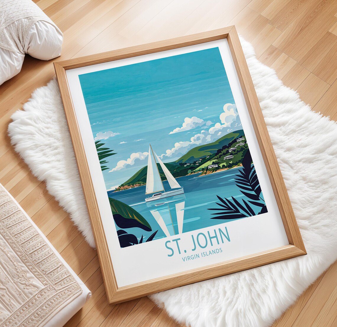 St John Virgin Islands Travel Poster, Caribbean Sea - Image 3