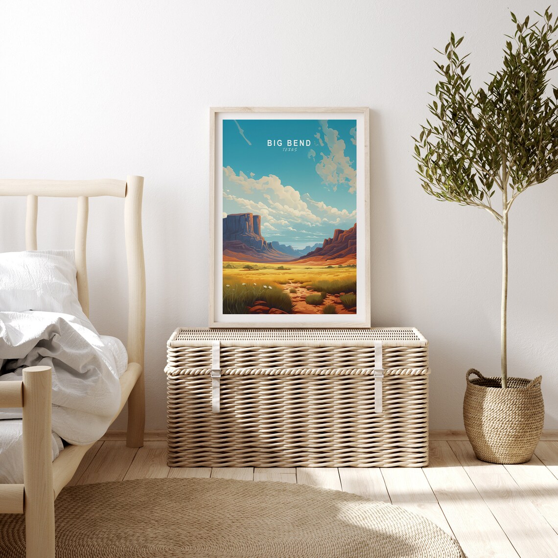 Big Bend Texas Desert Canyon Golden Grassland Landscape Poster - Image 3