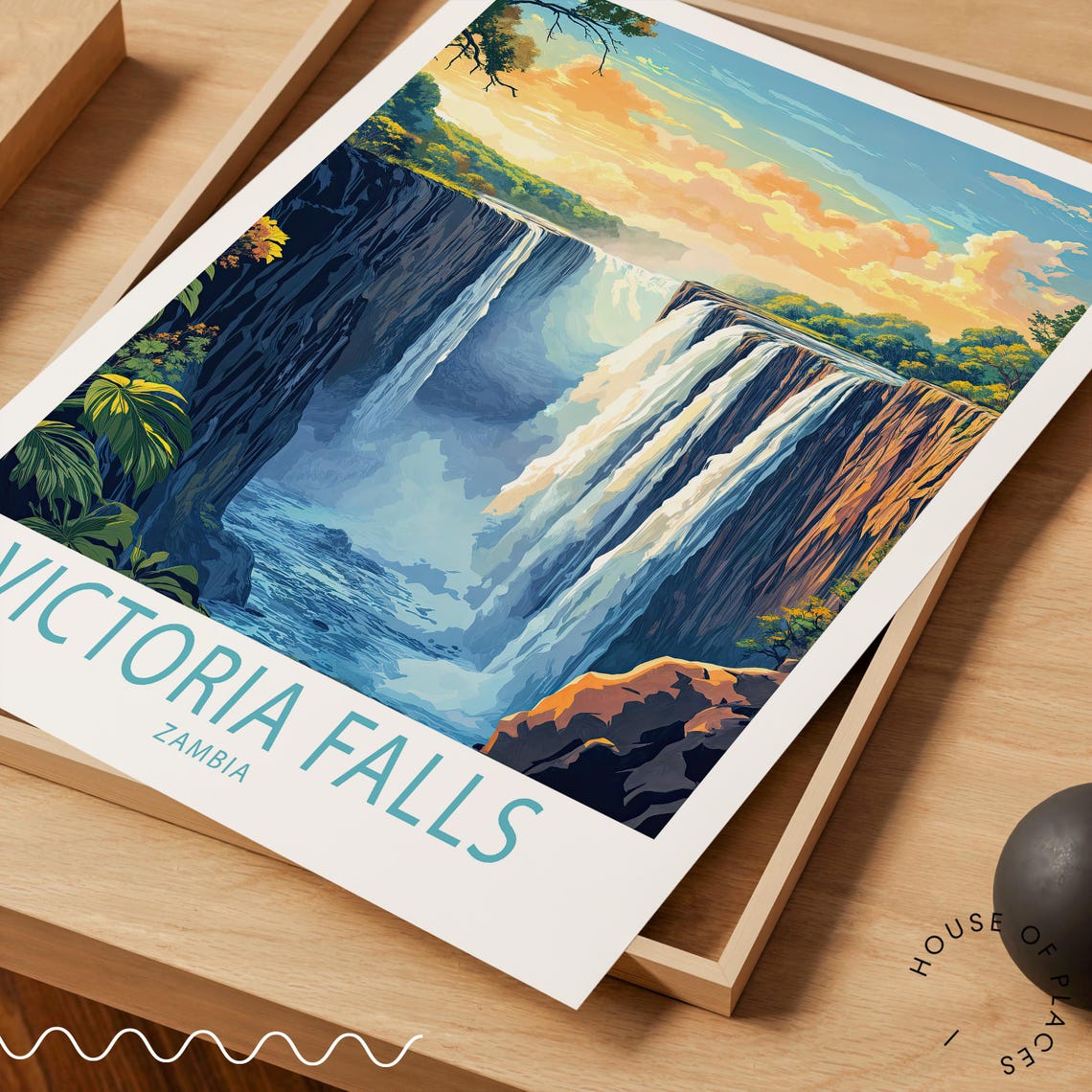 Victoria Falls Zambia Travel Poster Zambia Wall Art Victoria Falls Travel Poster Birthday Present City Personalised Gifts - Image 3