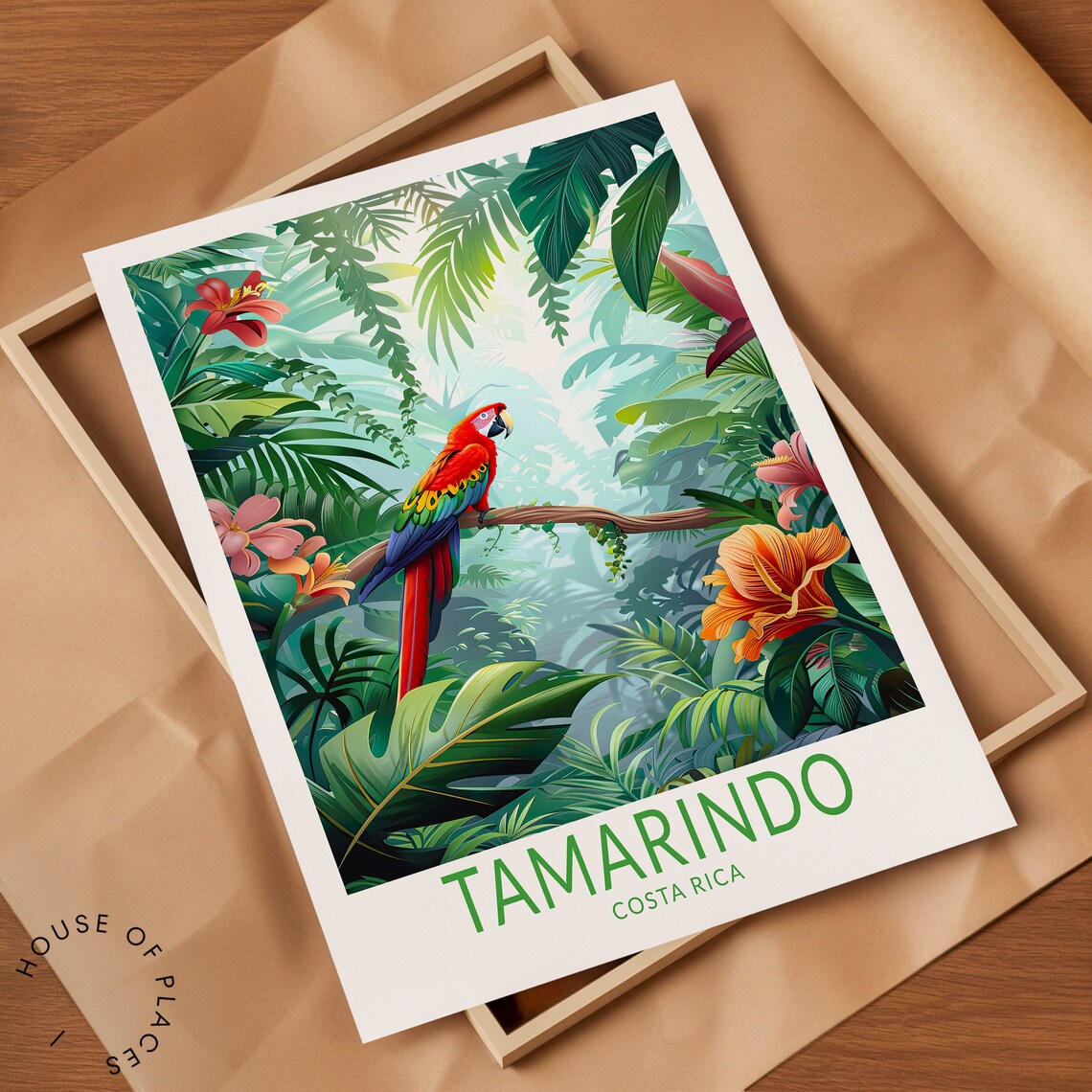 Tamarindo Costa Rica Scarlet Macaw Lush Rainforest Travel Poster - Image 2