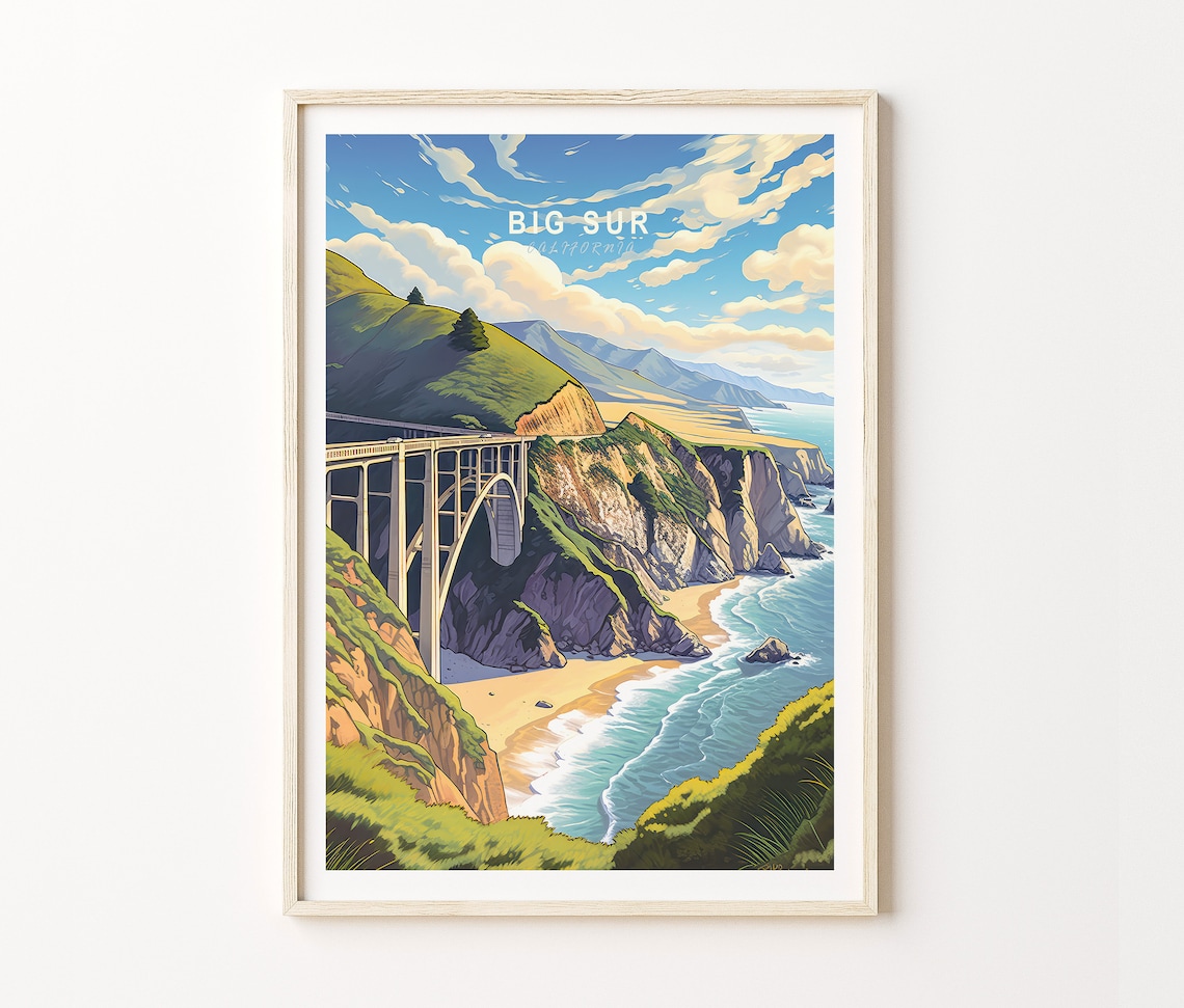 Big Sur Travel Poster, California Wall Art Print