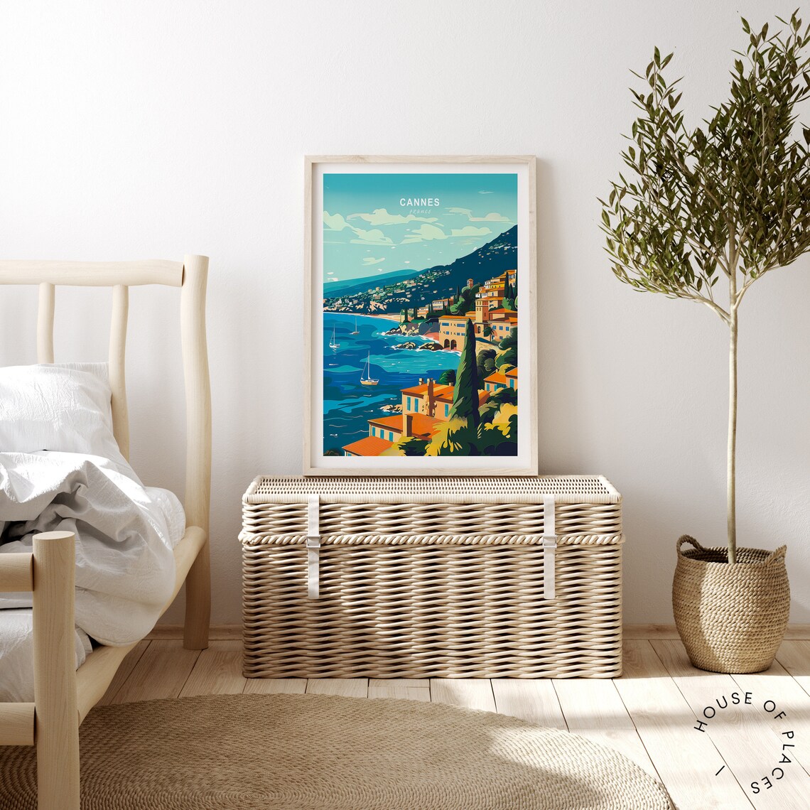 Cannes France Riviera Coast Sailboats Vintage Style Travel Poster - Image 3