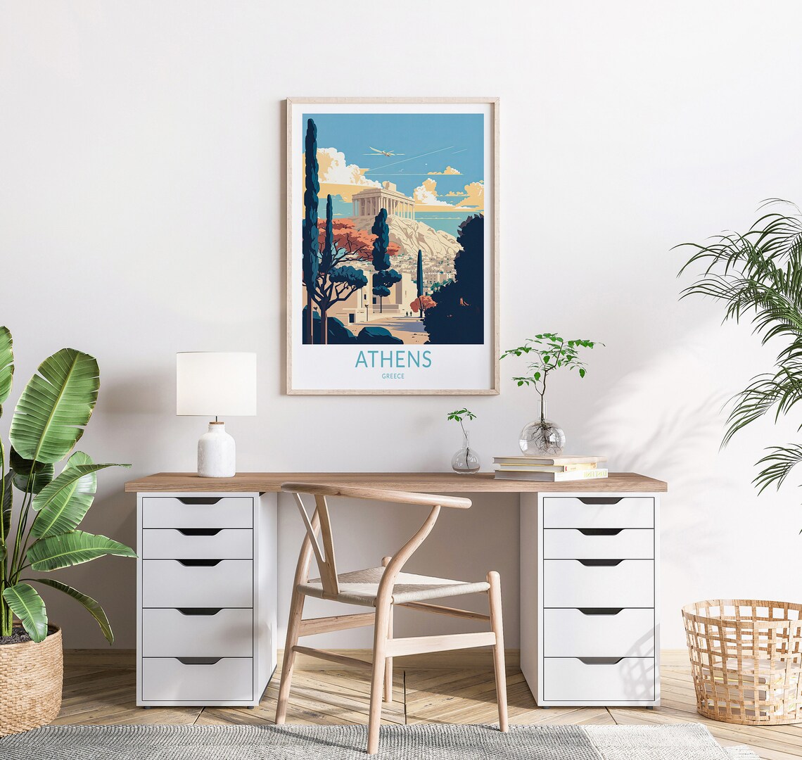 Athens Greece Travel Poster, Parthenon City Art - Image 2
