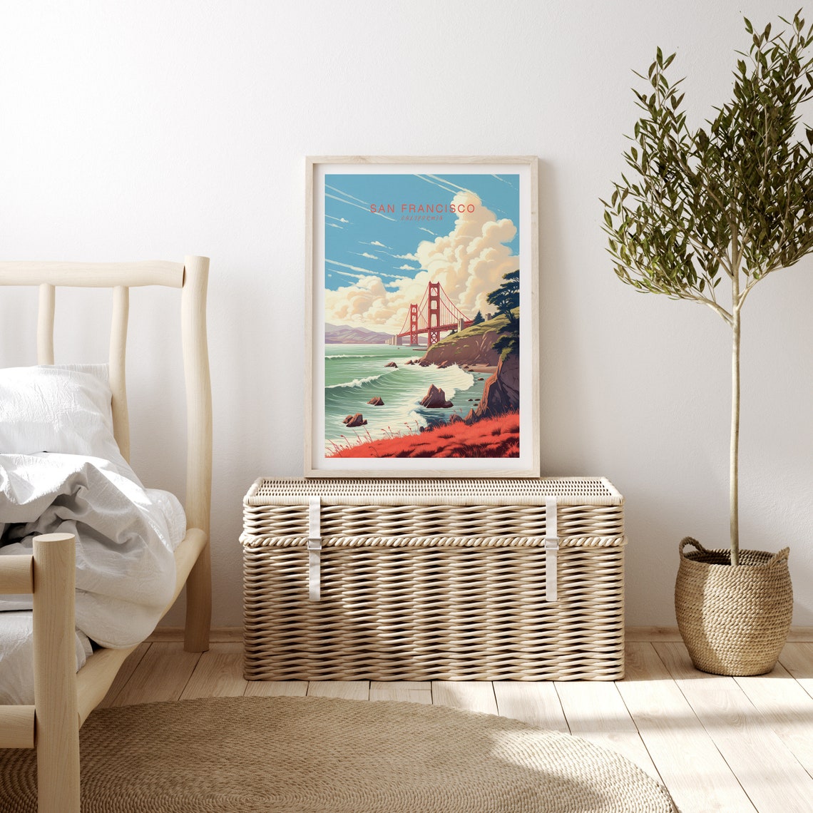 San Francisco California Golden Gate Bridge Sunset Travel Poster - Image 3