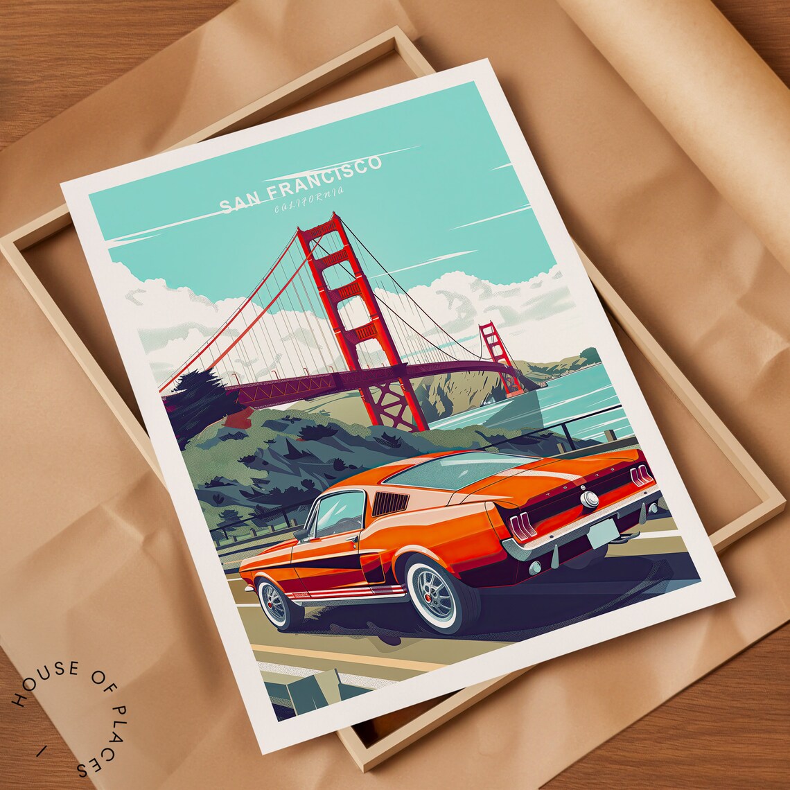 San Francisco Travel Poster, Minimalist Golden Gate Bridge - Image 2
