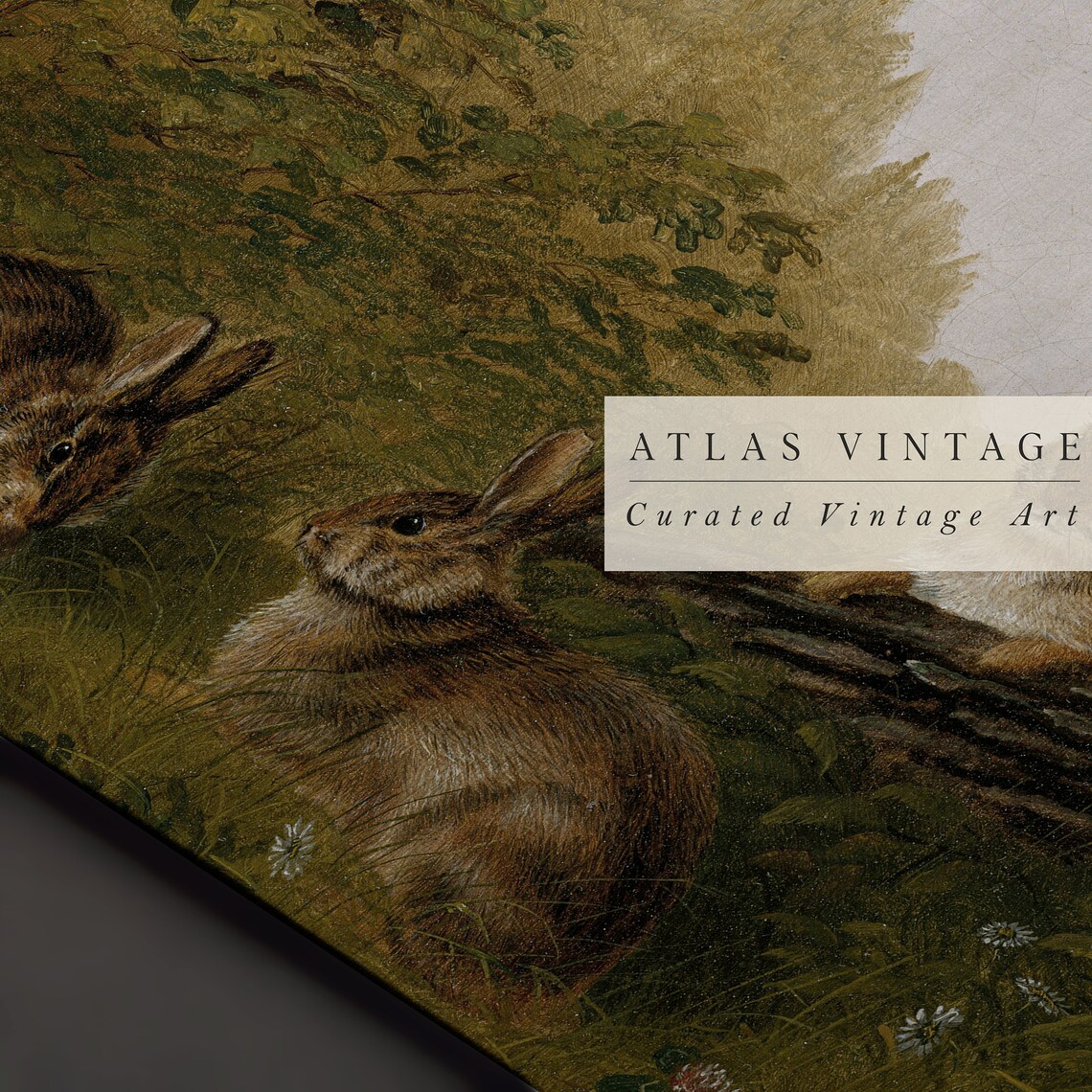 Vintage Woodland Rabbit Painting Antique Easter Bunny Family Art Poster - Image 4