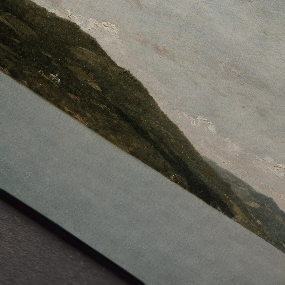 Muted Lake And Hills Vintage Seascape Painting Nautical Beach House Art Poster - Image 3