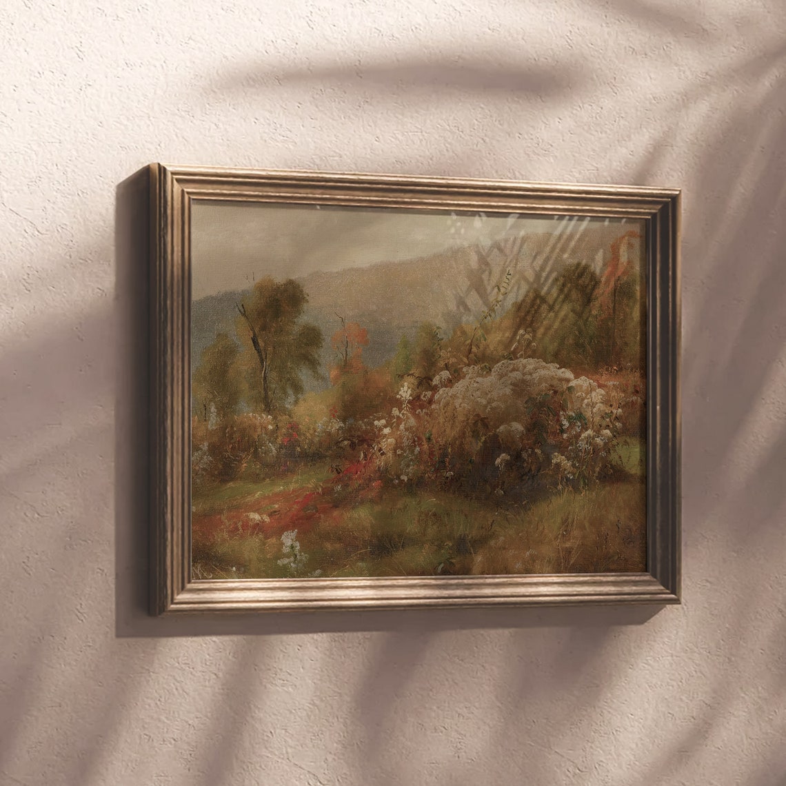 Autumn Hillside Vintage Fall Forest Landscape Painting Rustic Print - Image 5