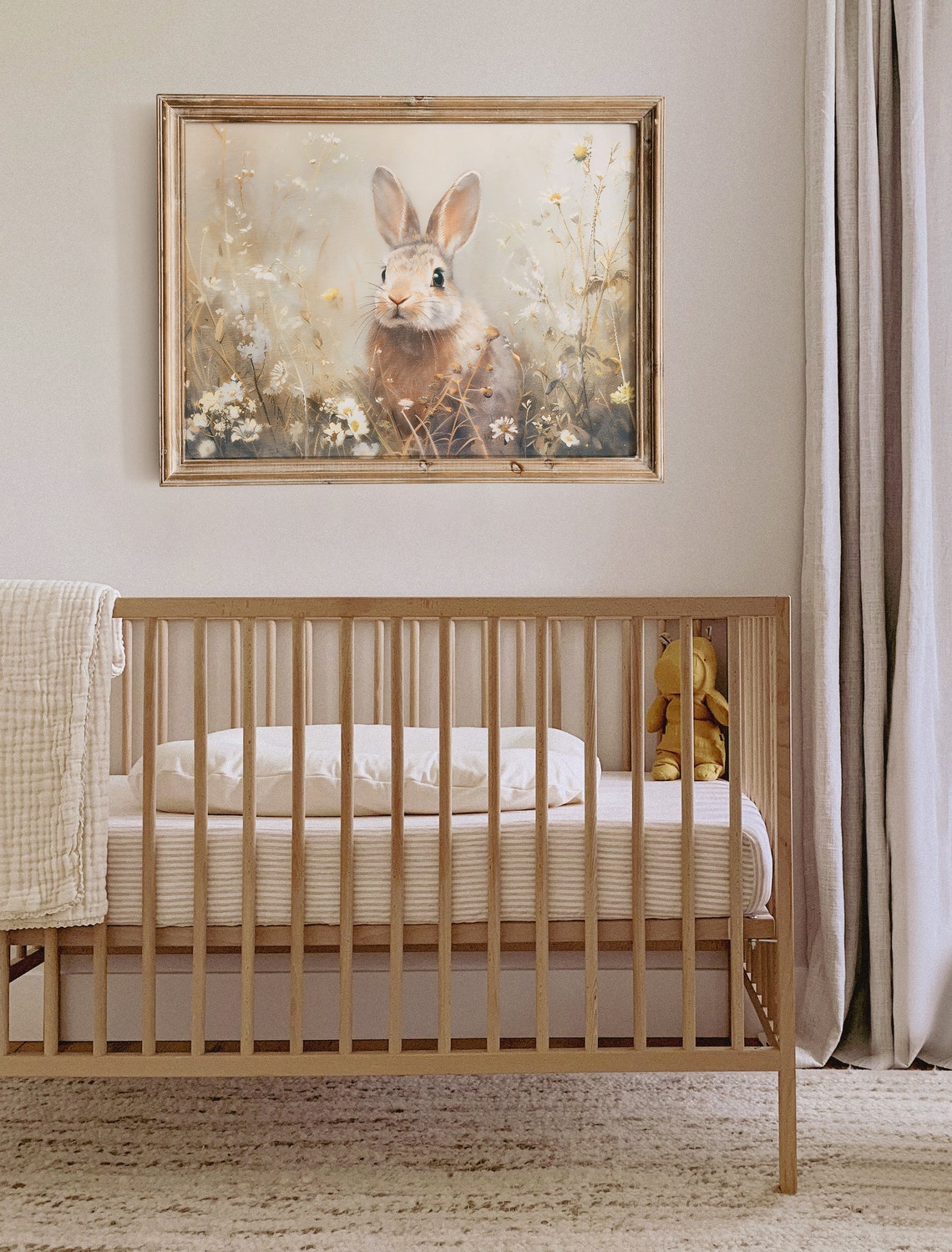 Sweet Bunny Among White Wildflowers Spring Meadow Easter Poster - Image 6