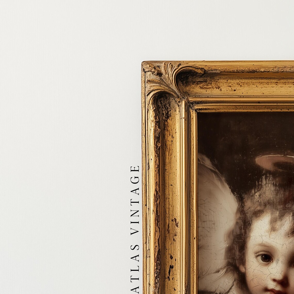 Vintage Cherub Portrait Antique Angel Child Oval Painting Art Poster - Image 7