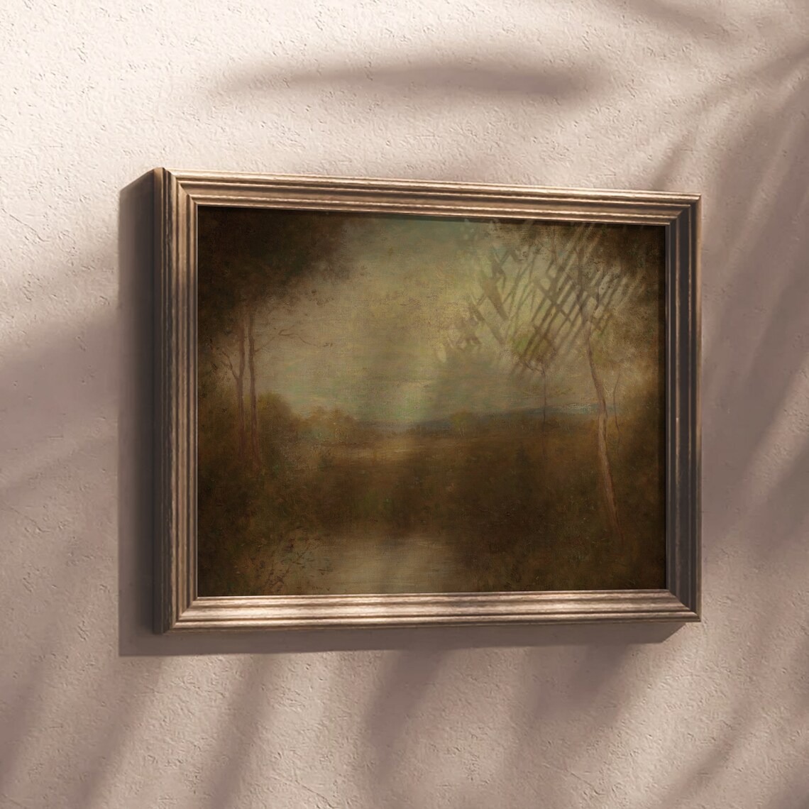 Vintage Moody Fall Landscape Dark Forest Pond Muted Autumn Trees Poster - Image 6