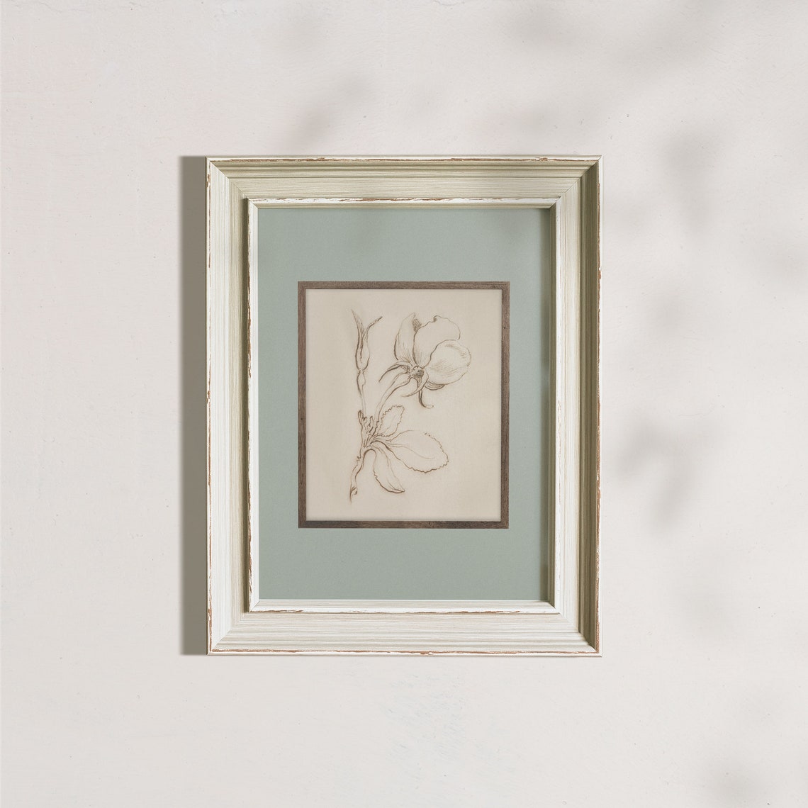 Minimalist Sepia Rose Sketch Line Drawing Antique Botanical Wall Art - Image 7