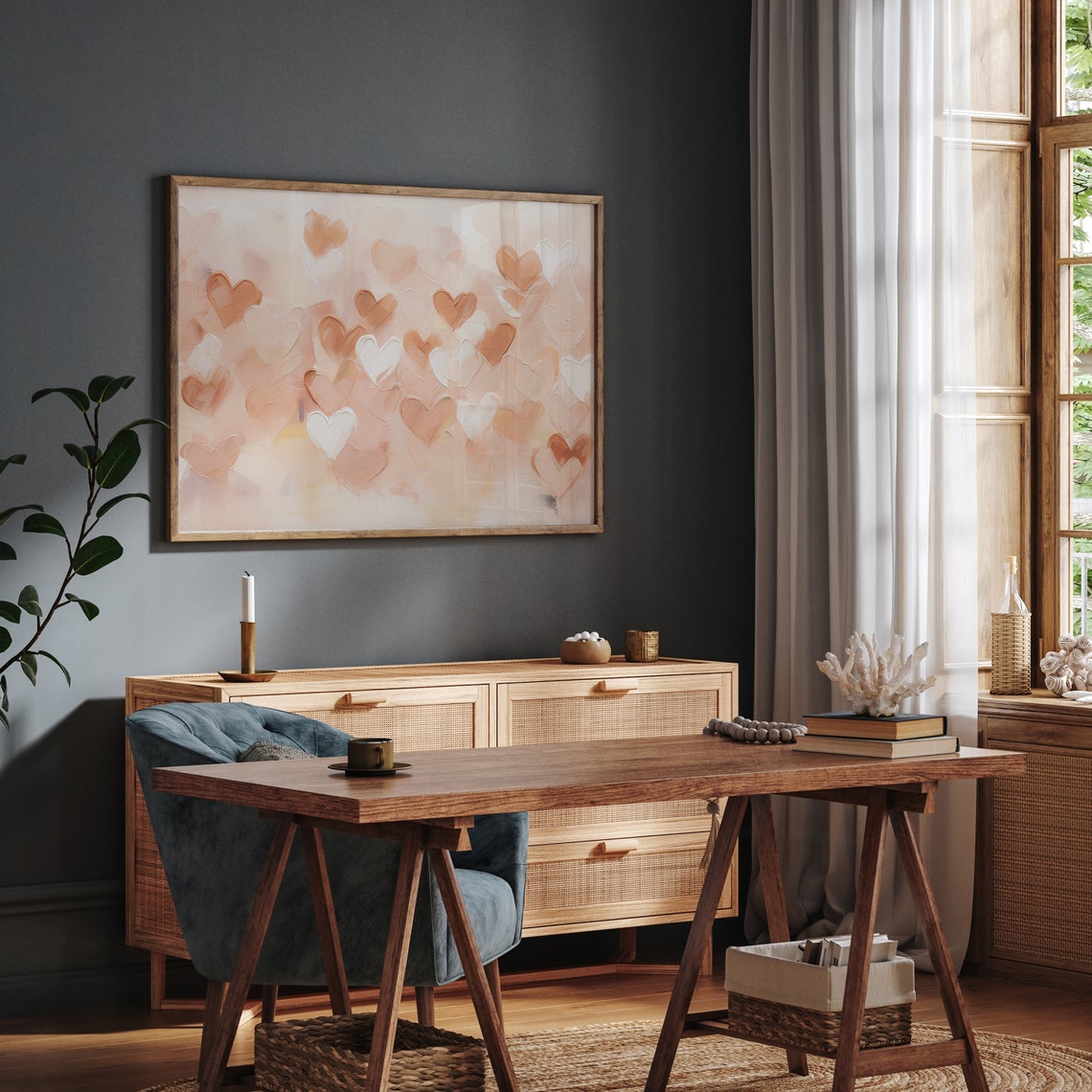Painted Hearts Pattern in Blush and Terracotta Tones Romantic Poster - Image 6