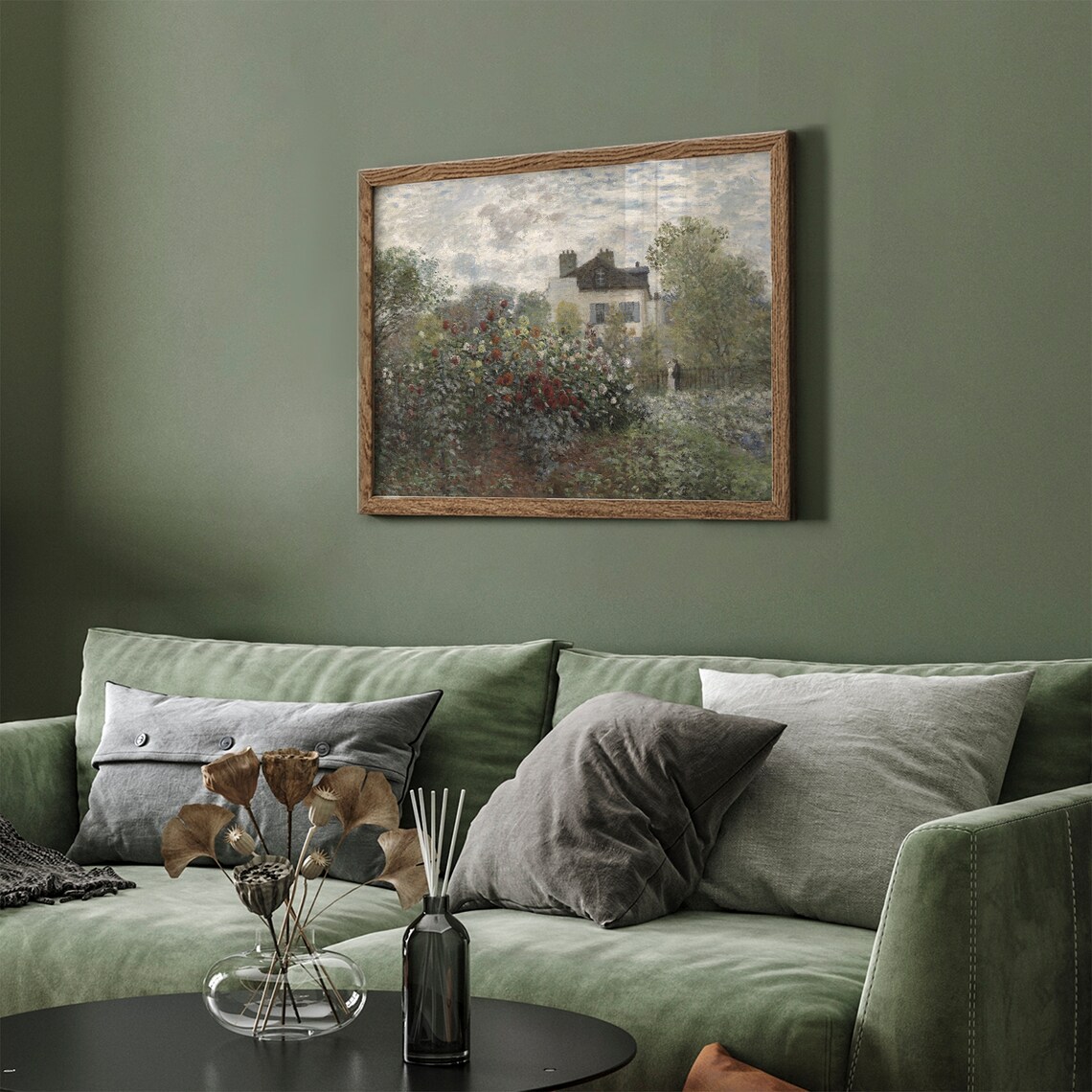 Impressionist Garden with Country House Poster Vintage Floral Painting - Image 3
