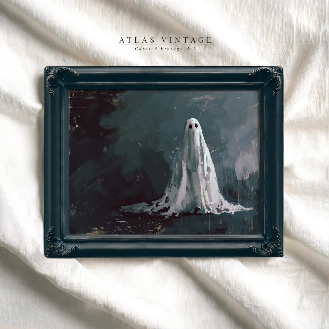 Vintage Cute Ghost Print Gothic Halloween Wall Art Dark Academia Cottagecore Decor Spooky Ghost Painting - Image 5