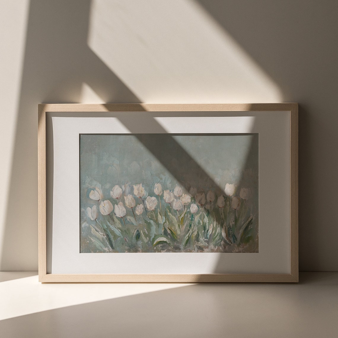 White Tulip Field Impressionist Spring Bloom Vintage Floral Poster - Image 6
