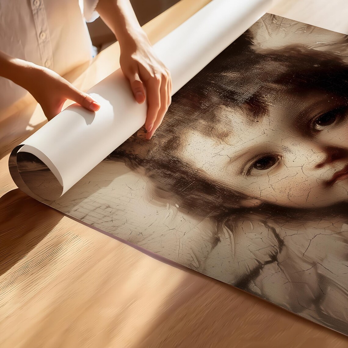 Vintage Cherub Portrait Antique Angel Child Oval Painting Art Poster - Image 3