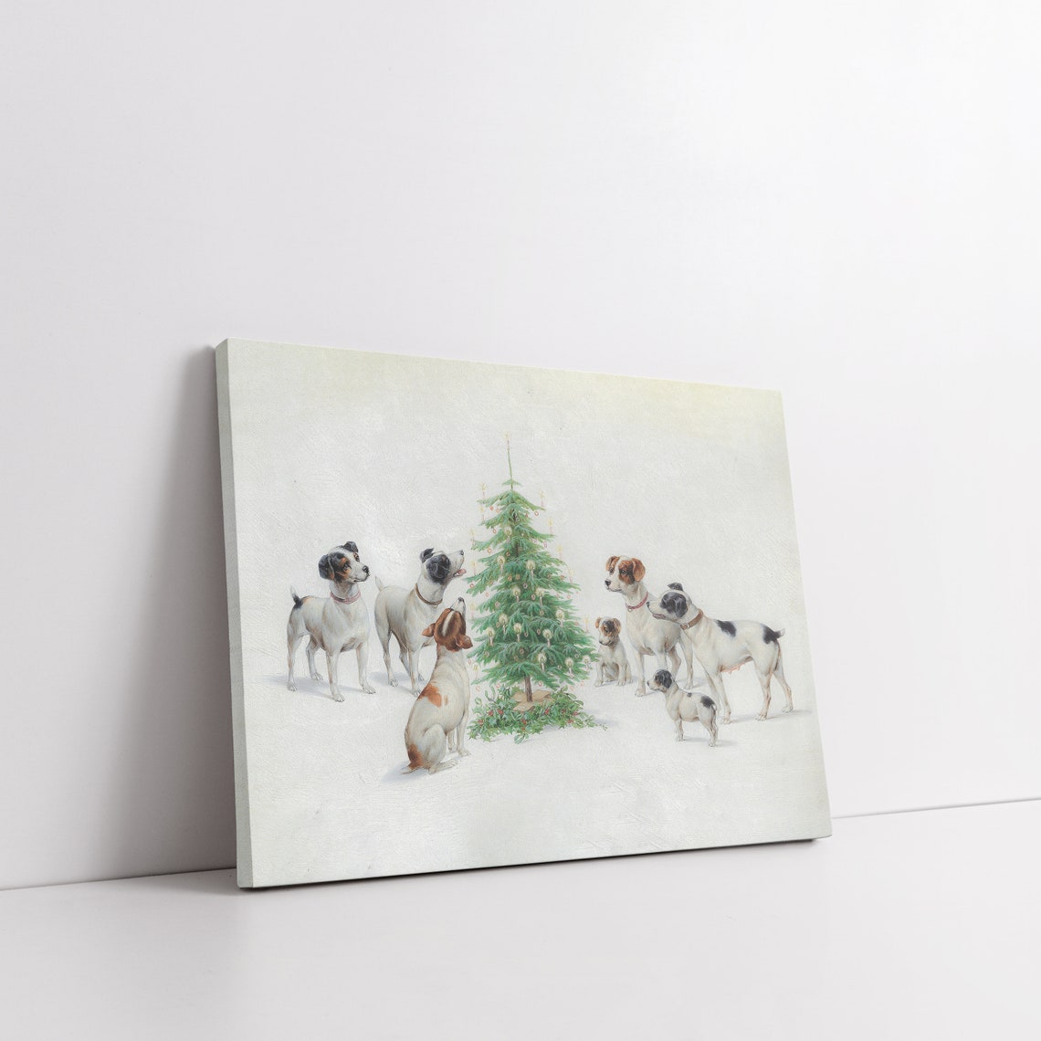 Antique Terrier Dogs Around Christmas Tree Vintage Holiday Dog Poster - Image 4