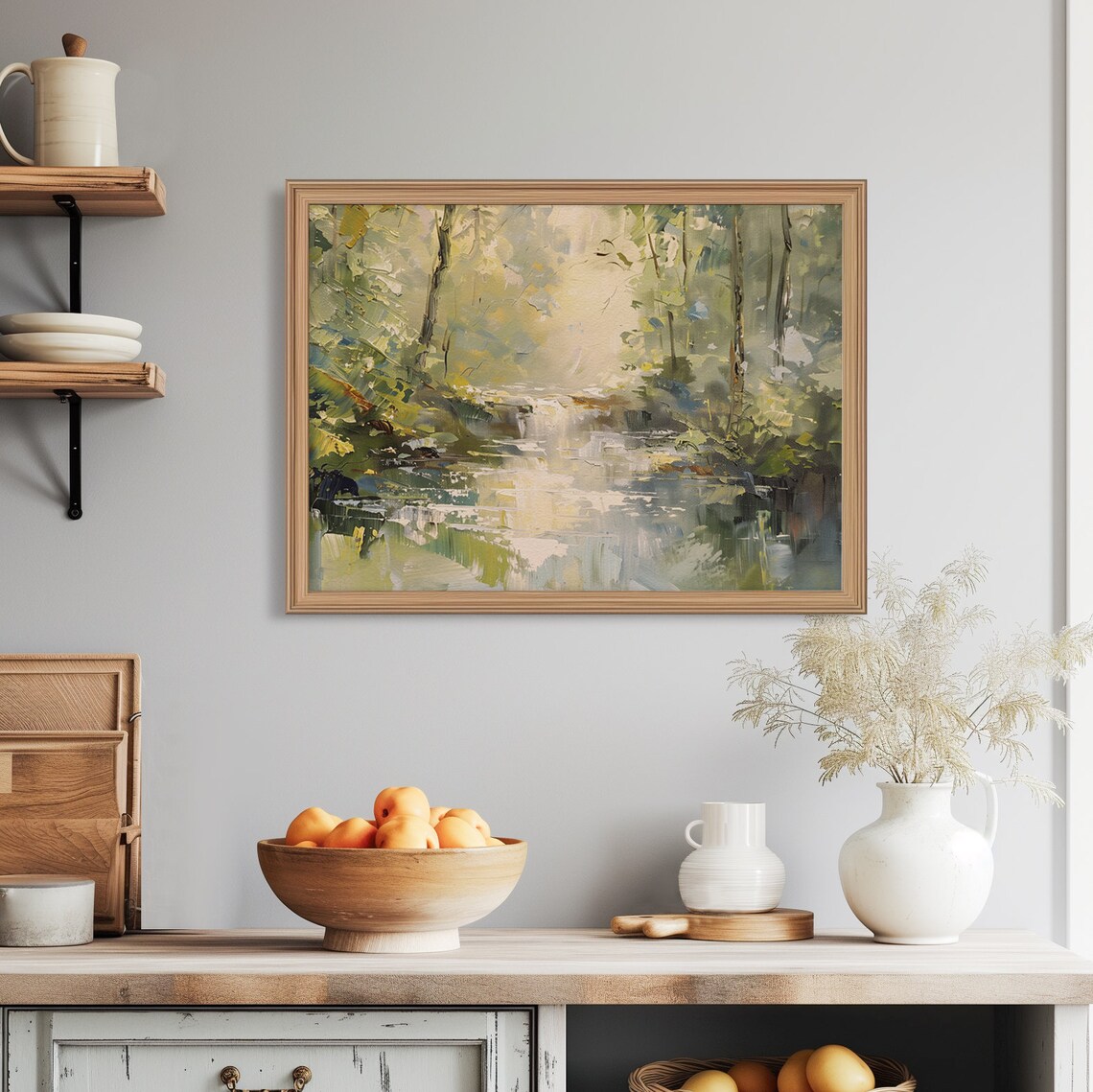 Sunlit Forest Stream With Sparkling Water And Green Canopy Woodland Poster - Image 8