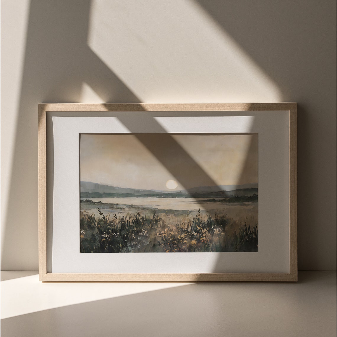 Soft Fall Sunset Over Lake Autumn Wildflower Meadow Shore Poster - Image 4