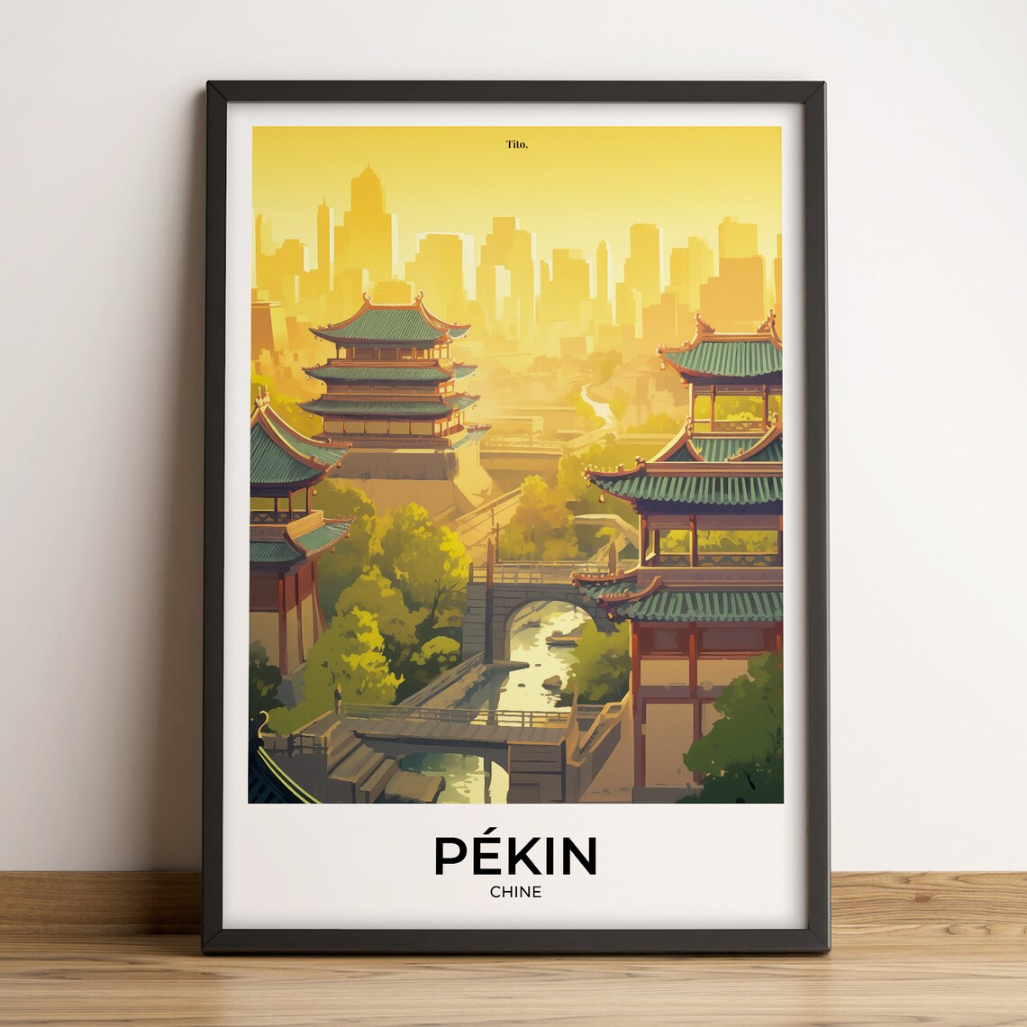 Beijing China Ancient City Gates Golden Hour Travel Art Poster