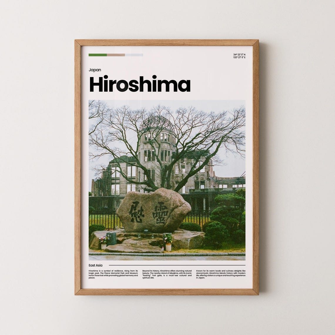 Hiroshima Atomic Bomb Dome Memorial Stone Monument Travel Poster
