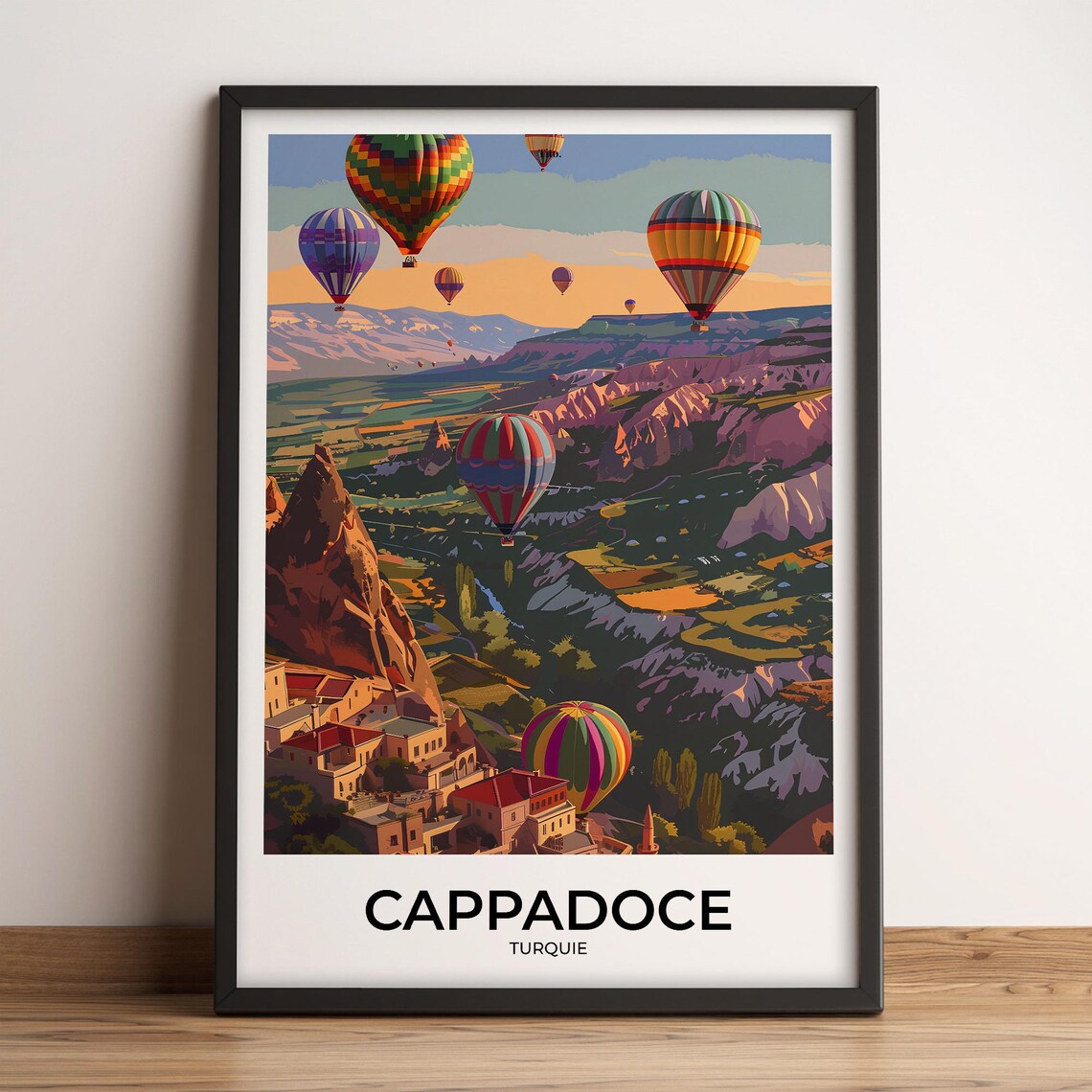 Cappadocia Turkey Hot Air Balloons Sunrise Valley Travel Poster