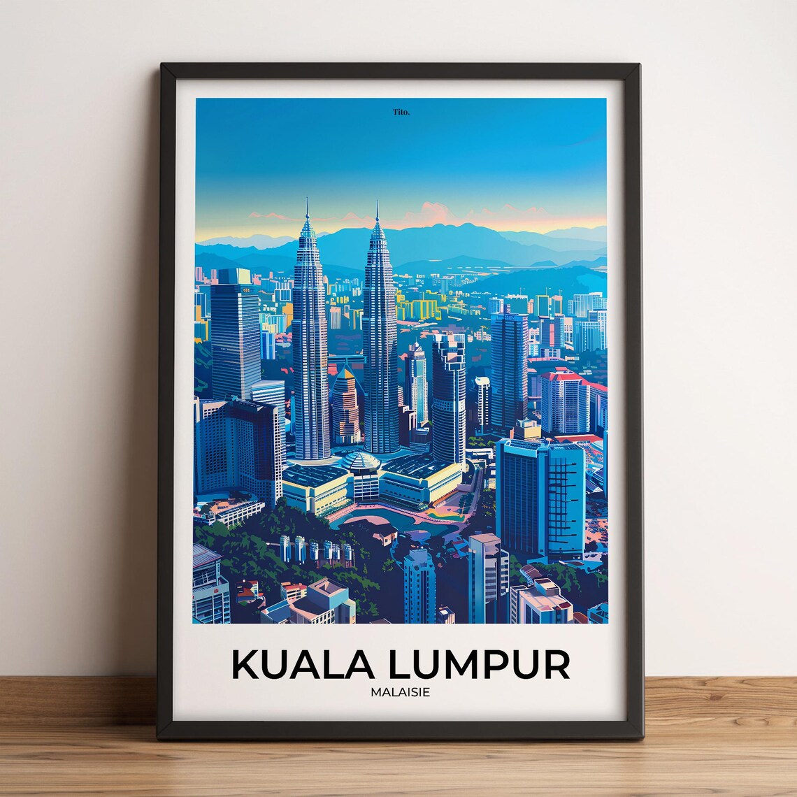 Kuala Lumpur Petronas Twin Towers Cityscape Skyline Travel Poster