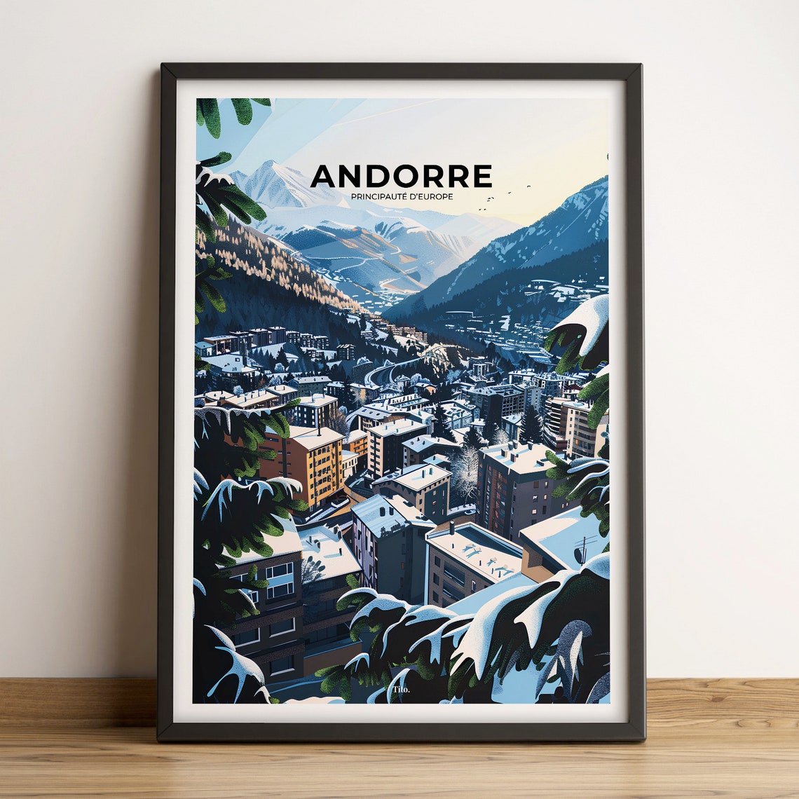 Andorra European Principality Winter Valley Retro Travel Poster