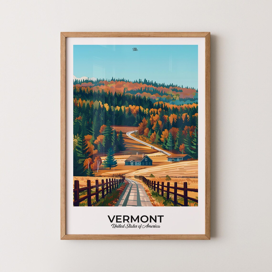 Vermont Poster Vermont Travel Poster Vermont Art Print Vermont Wall Art Usa Poster Gift For Travelers