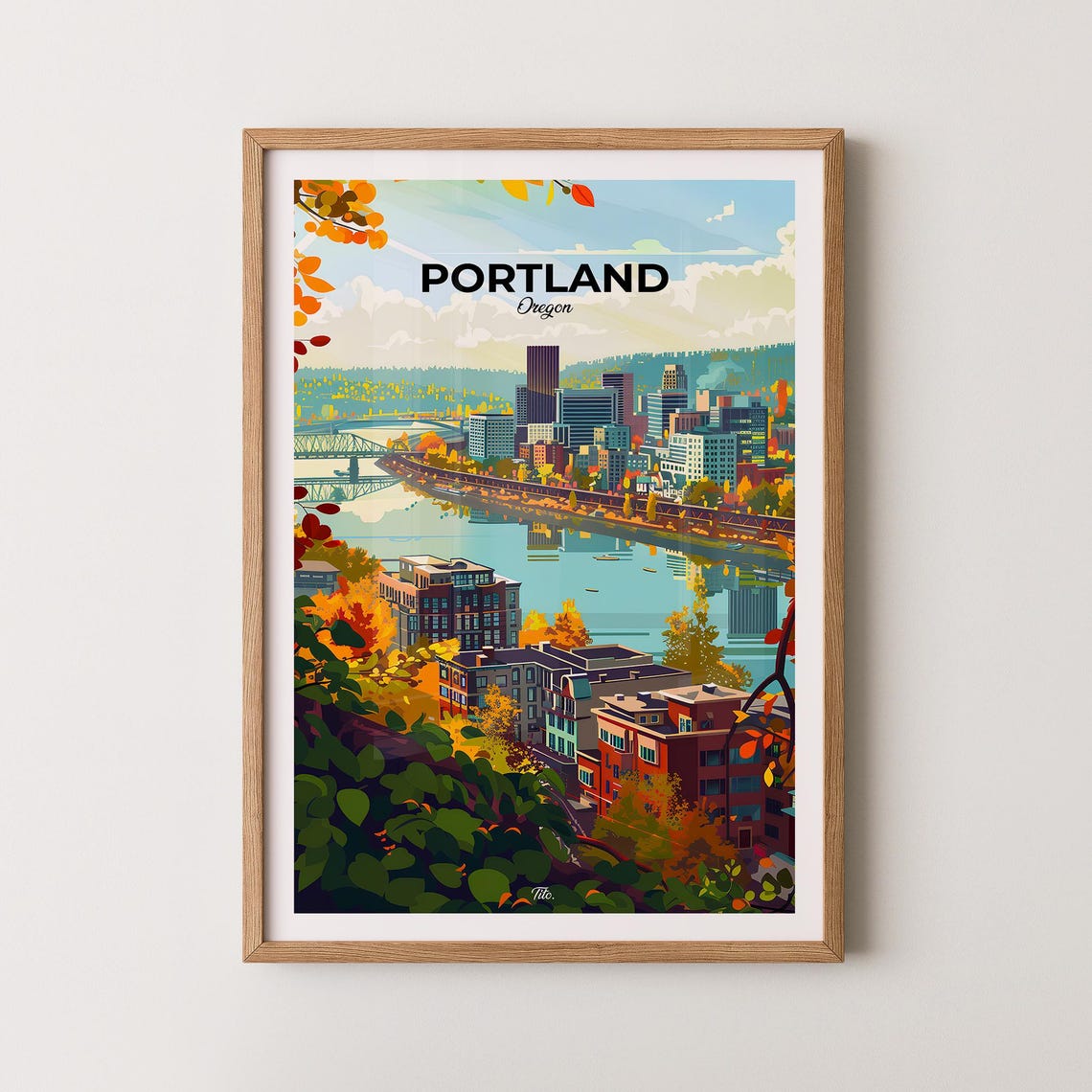 Portland Poster Portland Travel Poster Portland Art Print Portland Wall Art Oregon Poster Gift For Travelers