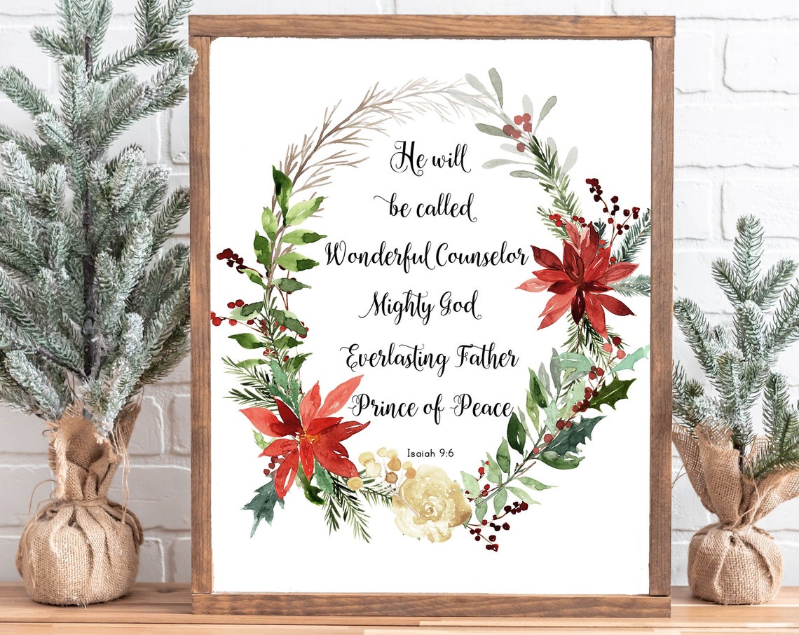 Wonderful Counselor Isaiah 96 Christmas Scripture Wreath Wall Art