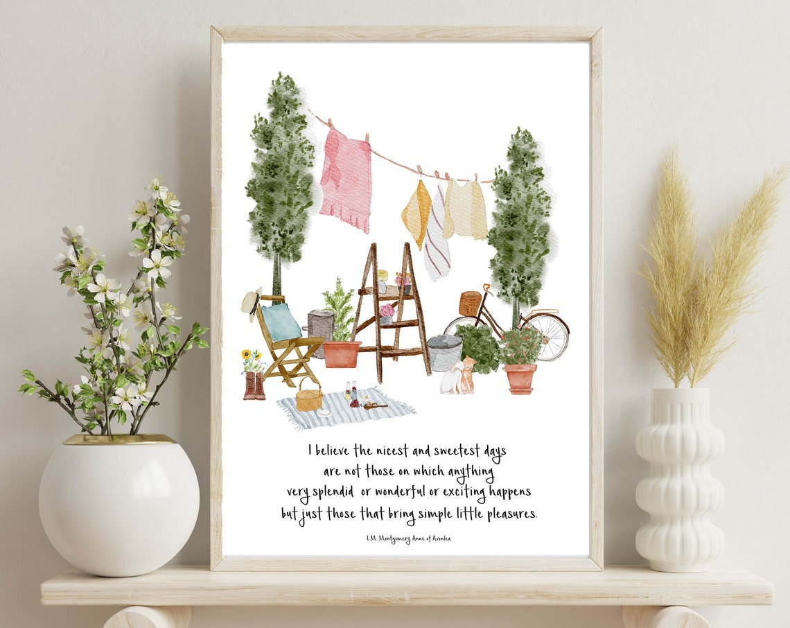L M Montgomery Anne Of Avonlea Garden Quote Sweet Days Poster
